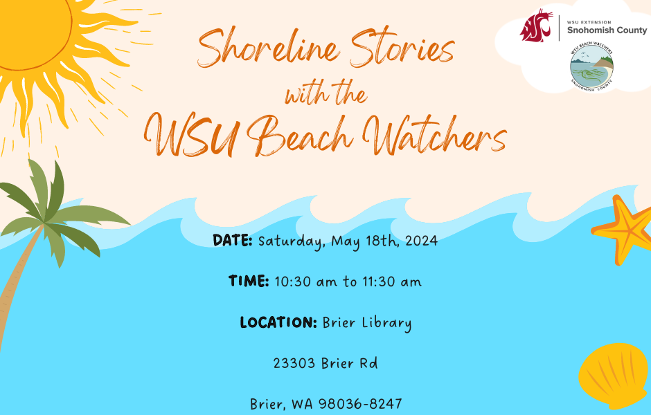 Shoreline stories with the WSU Beach Watchers date, time, and location