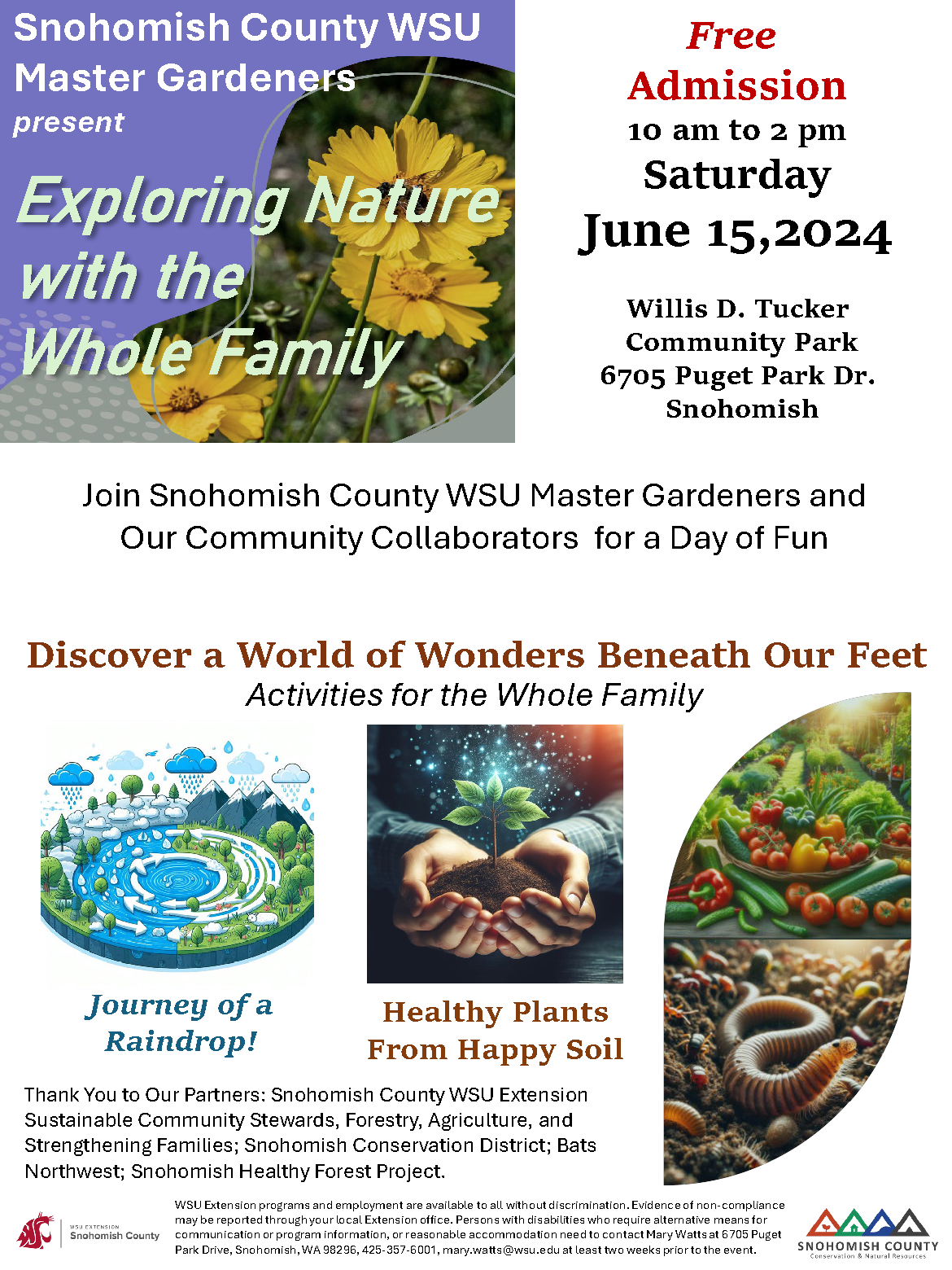 Exploring Nature with the Whole Family at Willis Tucker Park. June 15th from 10am-2pm