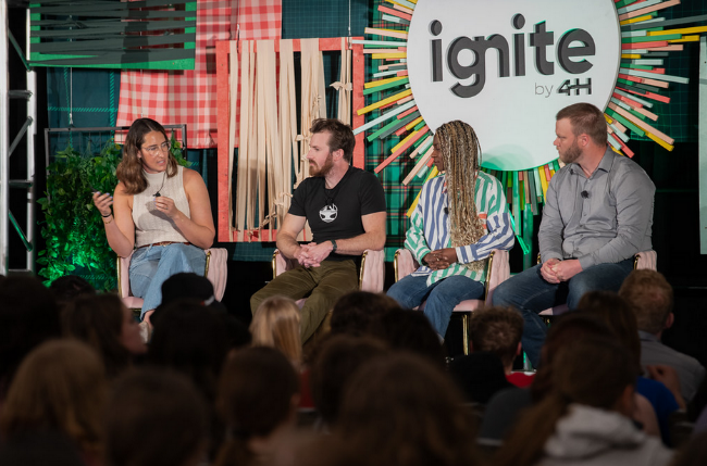 Panel on stage at Ignite by 4-H conference.