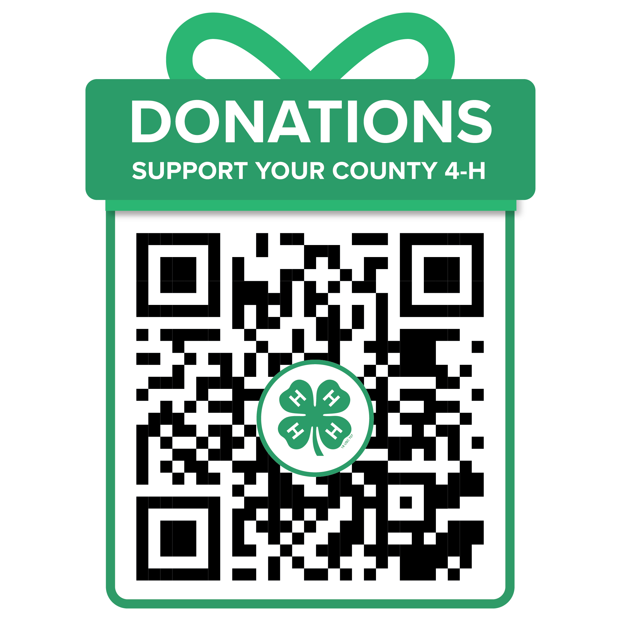QR code: Donations Support your county 4-H