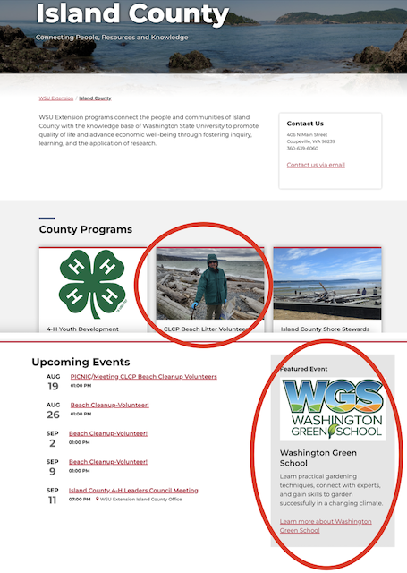 Showing where to promote Climate Stewards on Extension Home Page