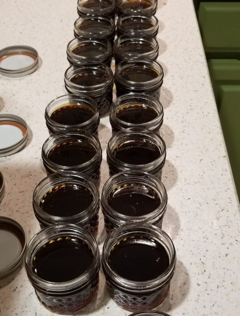 Maple syrup in mason jars.