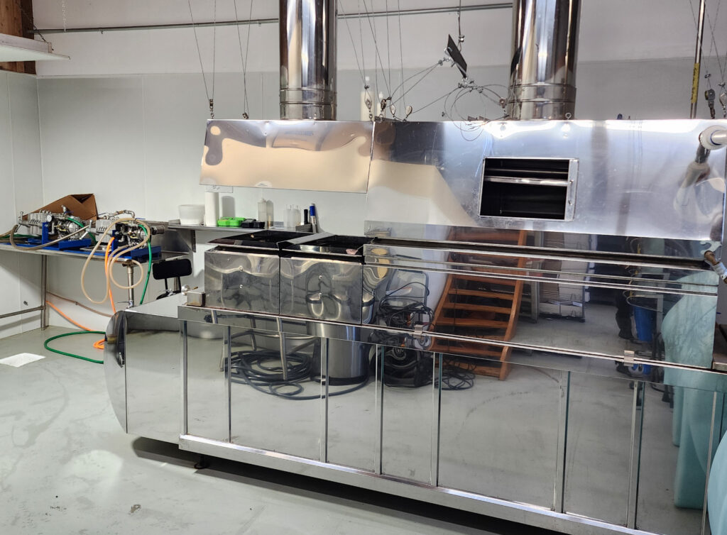A large-scale maple syrup evaporator.