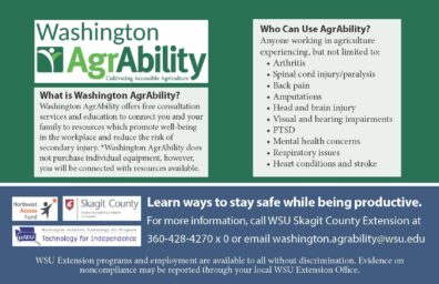 Washington AgrAbility informational flyer with logos.