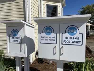 Little Free Pantry outside of First Step Family Support Center