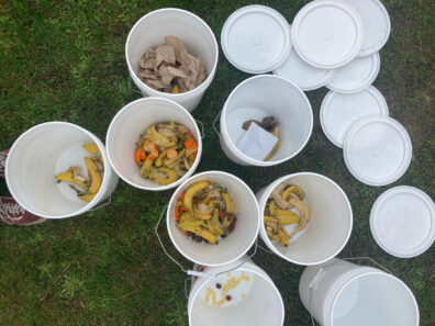 Buckets with food waste