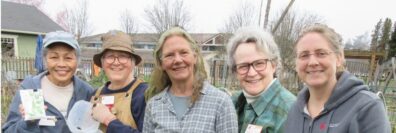 Audreen Williams, Laurie Force, Jan Bartron, Kendra Waggoner, and Laurel Moulton plan to escort you through the Fifth Street Community Garden July 12
