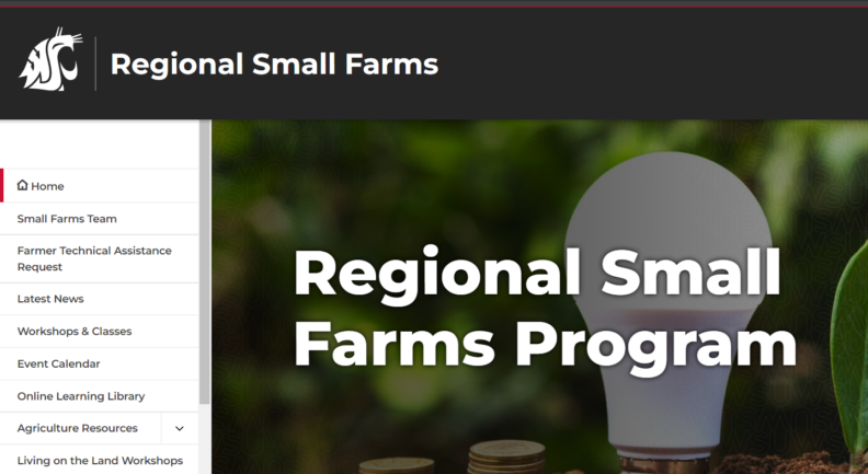 A screenshot of the Regional Small Farms website.