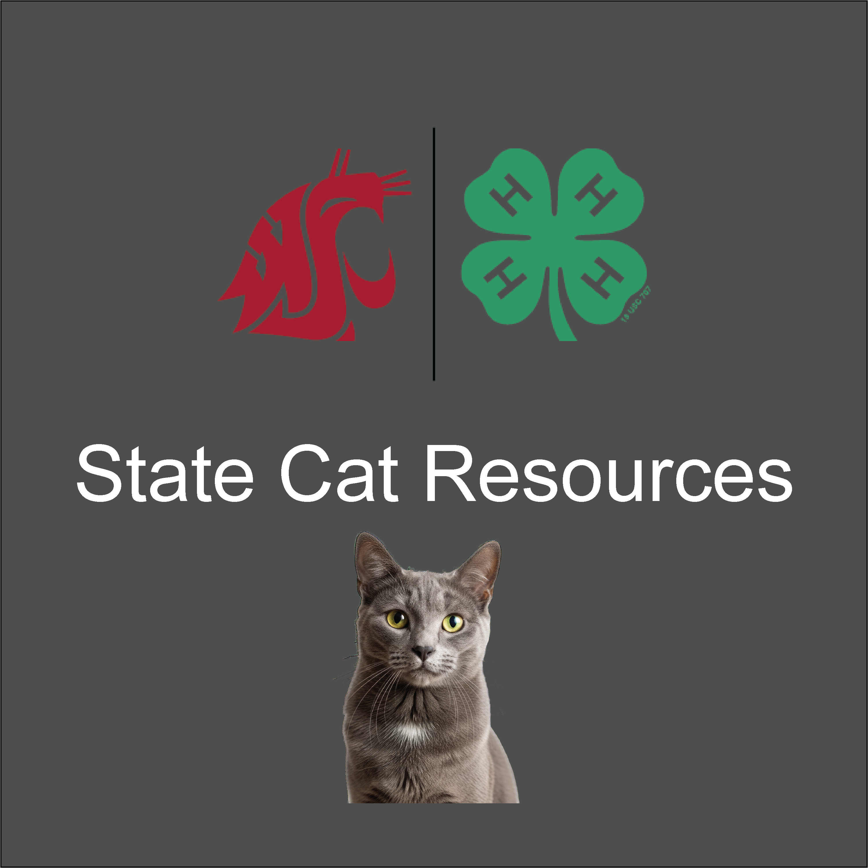 image of WSU and 4-H logos with a picture of a cat. Says state cat