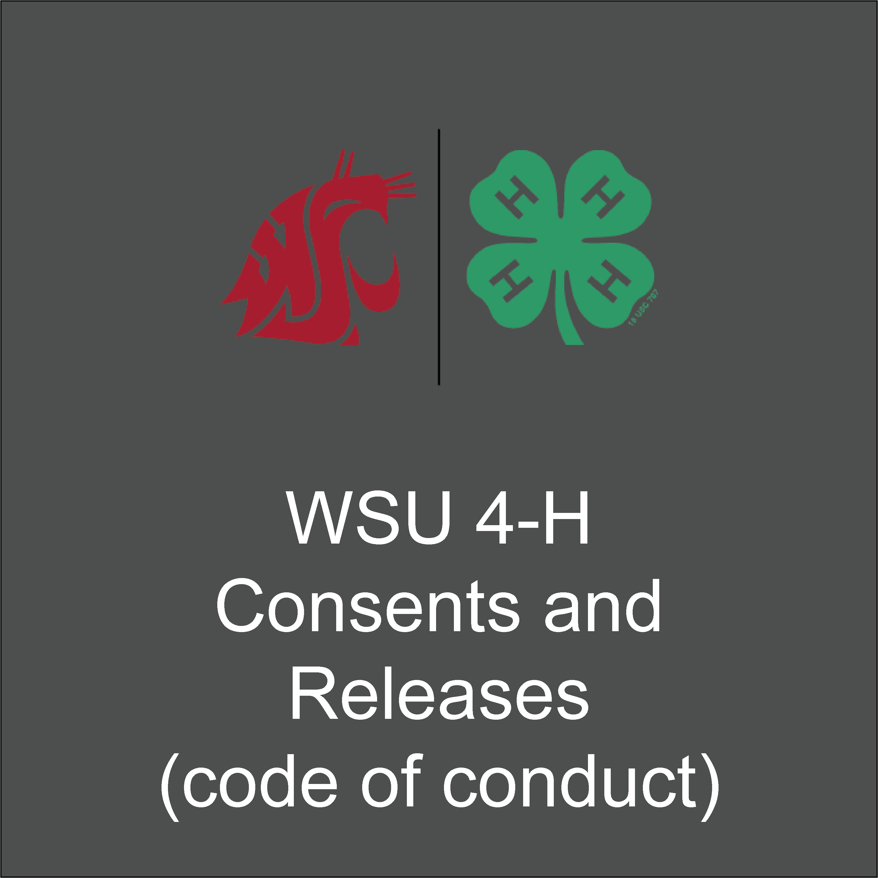 image shows WSU and 4-H logos says WSU 4-H Consents and releases (code of conduct)