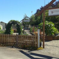 Fence and enterance to the Grays Harbor Master Gardener Demonstration Garden at the GH County Fairgrounds - summer 2016