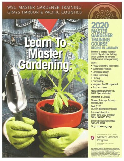 Master Gardener Training announcement for winter-spring 2020 training to become a Master Gardener Volunteer
