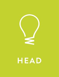Light bulb icon above the word ‘Head’ on a green background, representing the 4-H Head element.