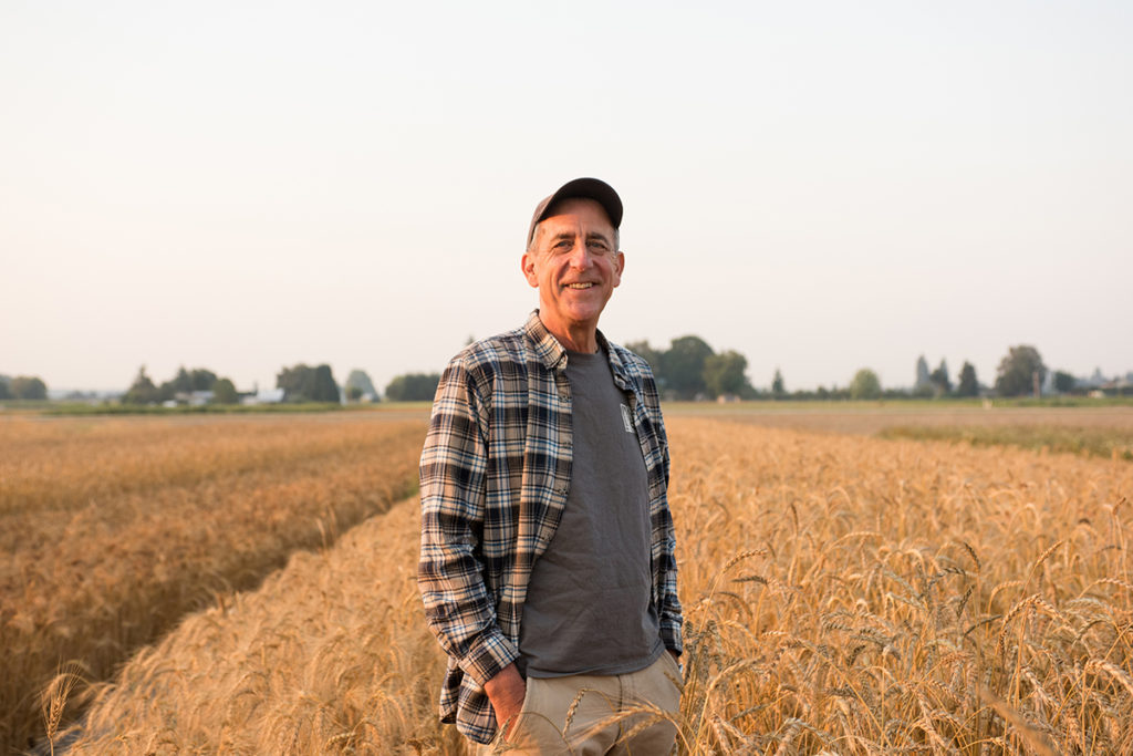 Stephen Jones stands in a wheat field