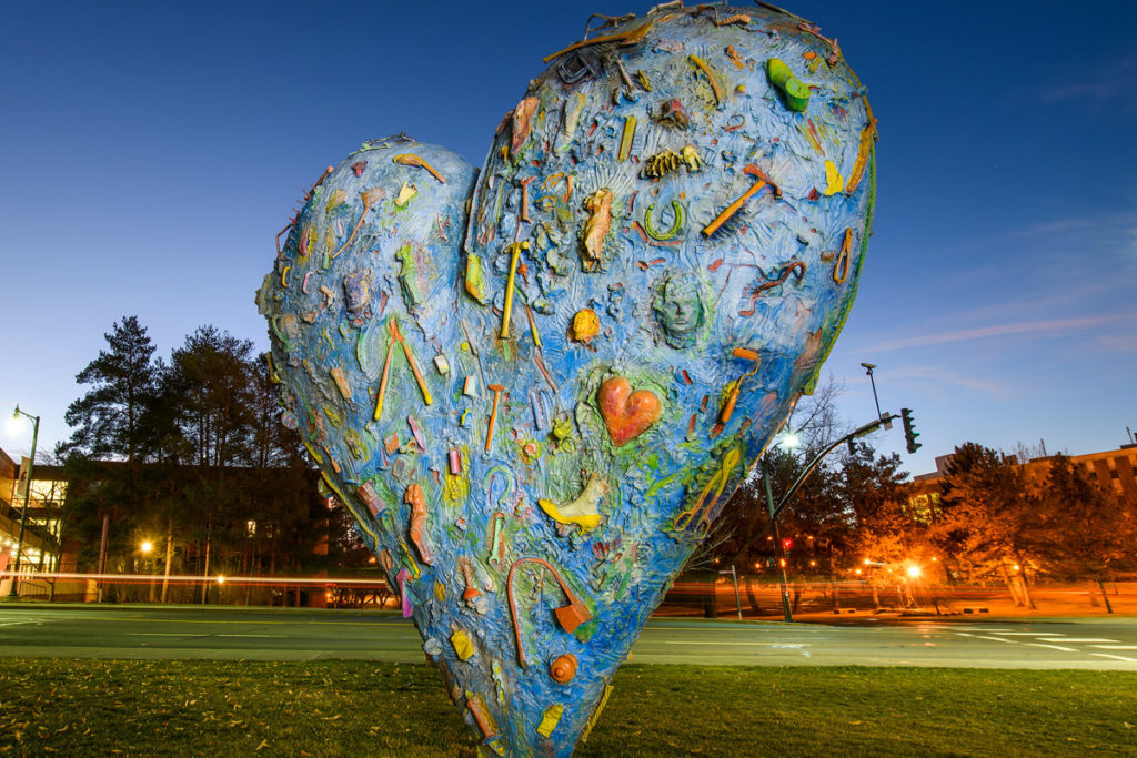 Heart sculpture on WSU's Pullman campus