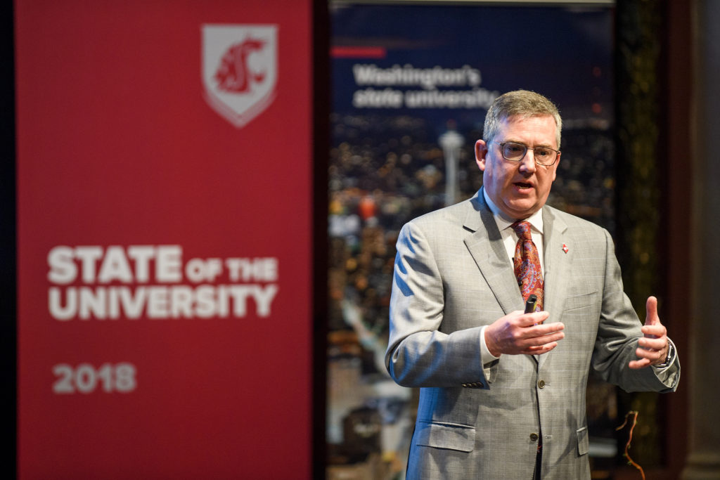 WSU President Kirk Schulz delivering 2018 State of the University address