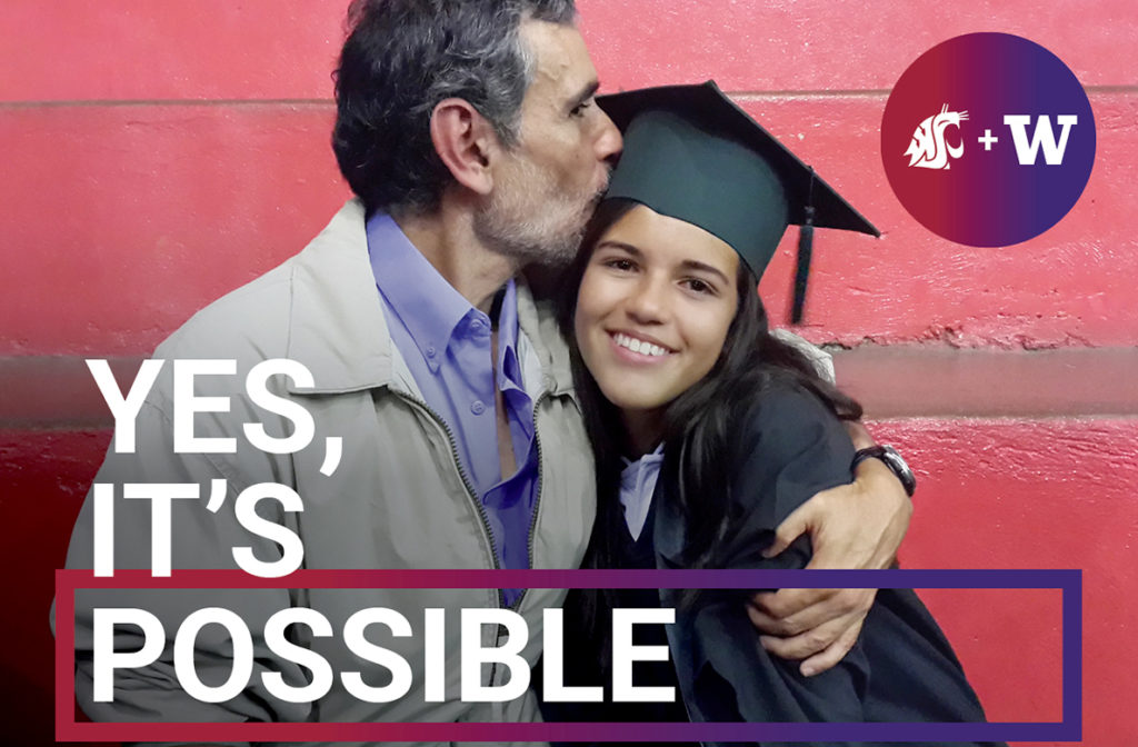 A father embracing his daughter, a university graduate.