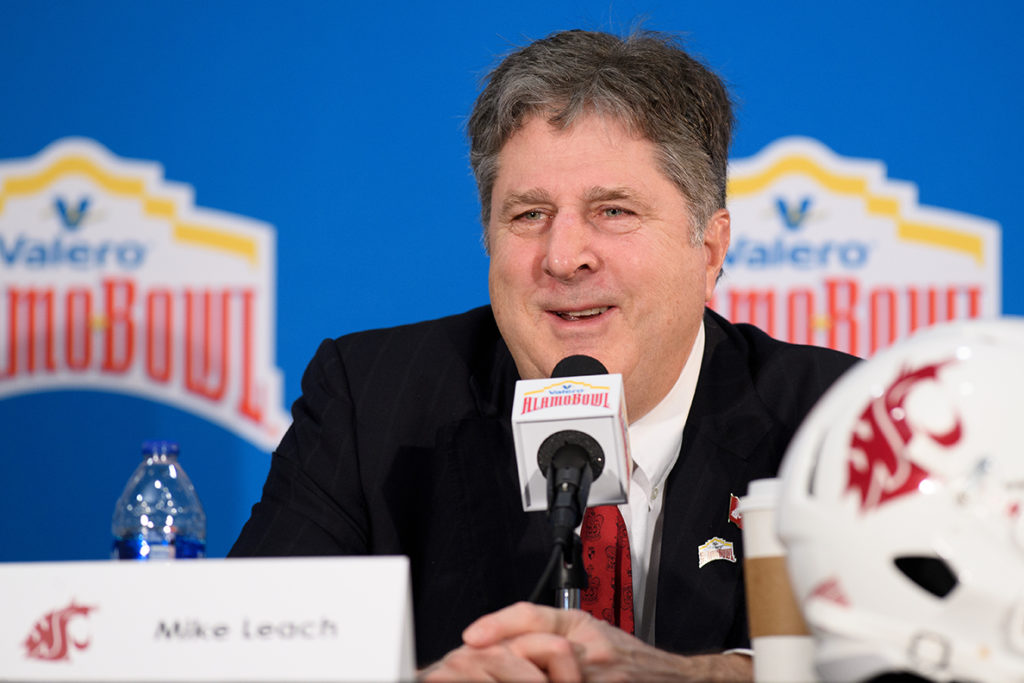Leach speaking at Alamo Bowl-related press conference.