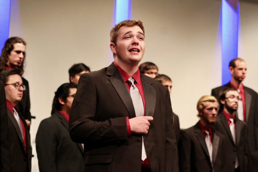 A student choir singing.