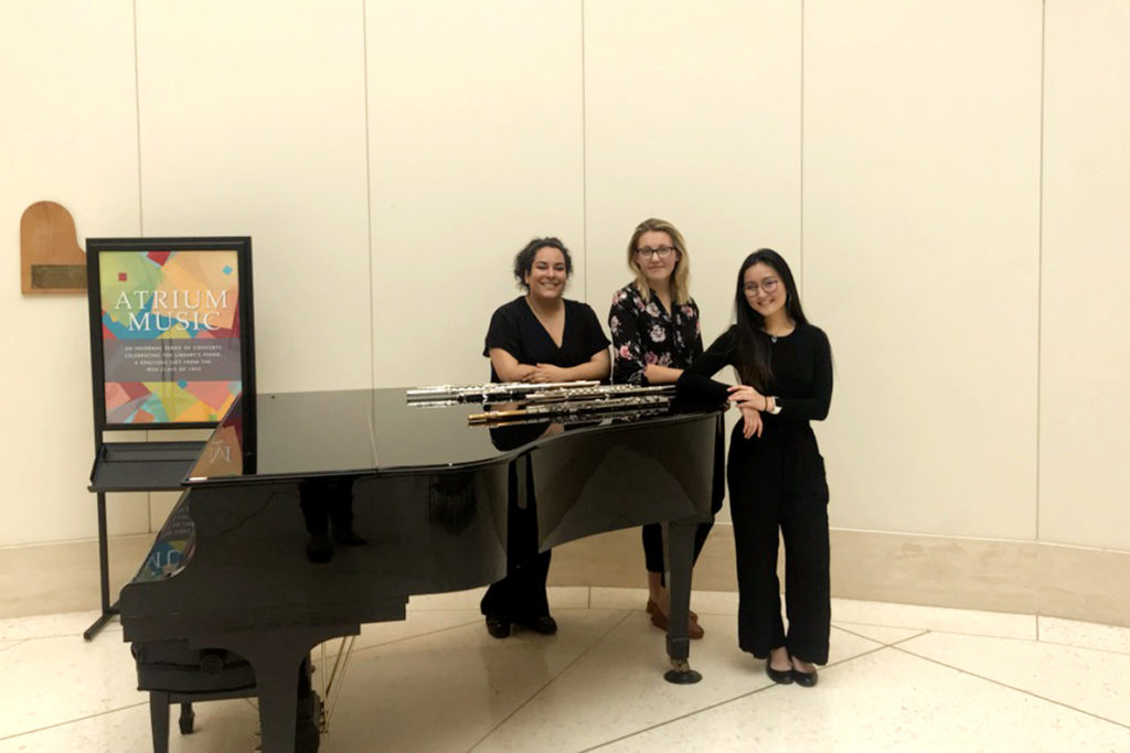 he Crimson Flute Trio (Sofiya Chayka, Elaine Martir, Marissa Watanabe.