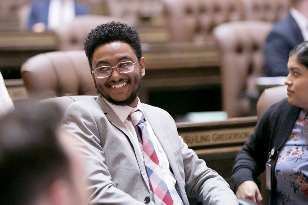 WSU senior Endalkachew Abebaw in Olympia.