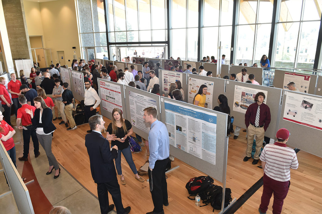 Students and visitors at the 2018 Capstone Expo.