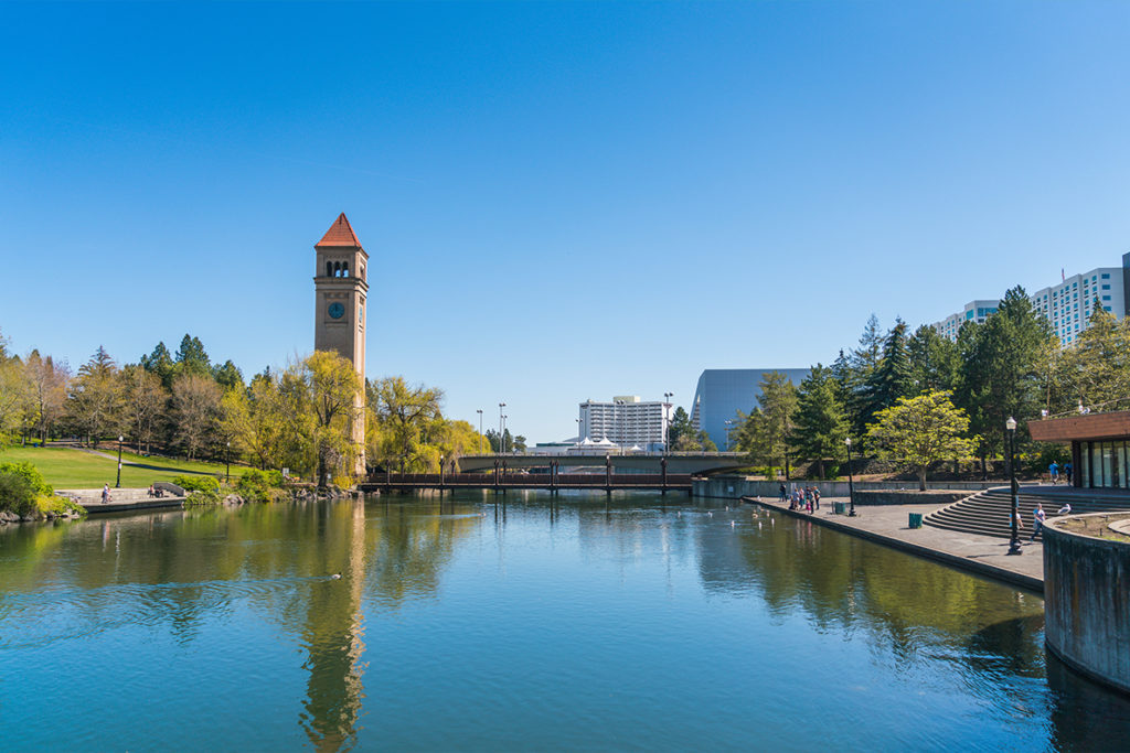 An image of Spokane's River Front Park near the city's convention center.