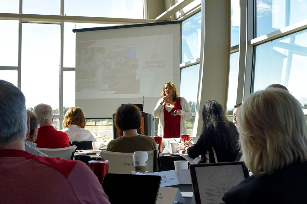 Attendees listening during the WSU Board of Regents retreat at WSU Tri-Cities.
