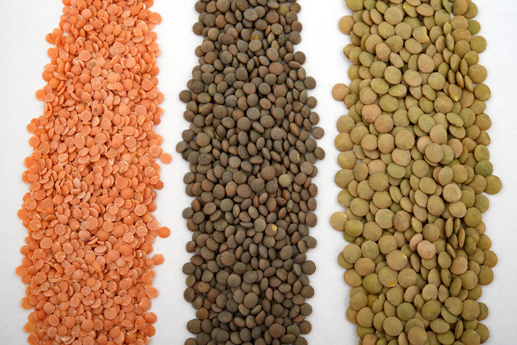 Lentils, peas and legumes