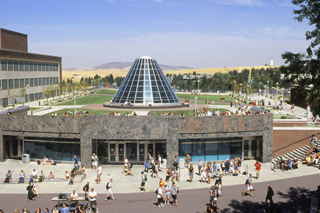 Exterior view of Terrell Library on the WSU Pullman campus.