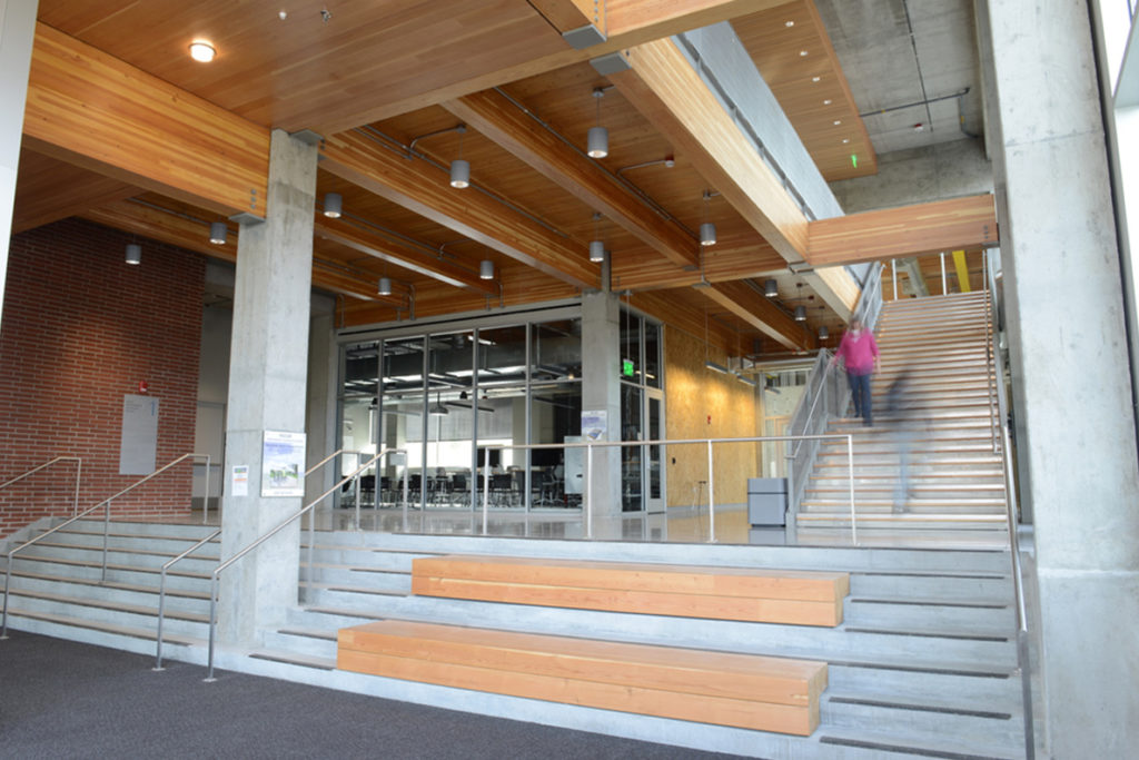 Cross-laminated timber used in the PACCAR Environmental Technology Building.