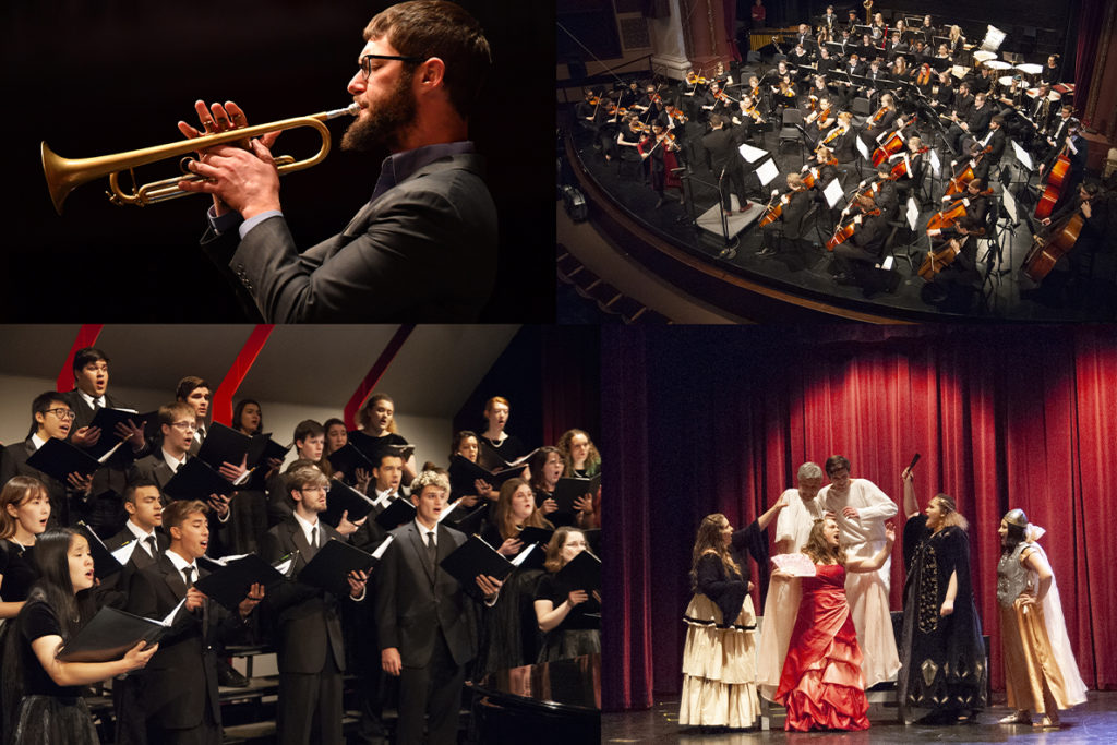 Four ensembles from WSU’s School of Music shown performing