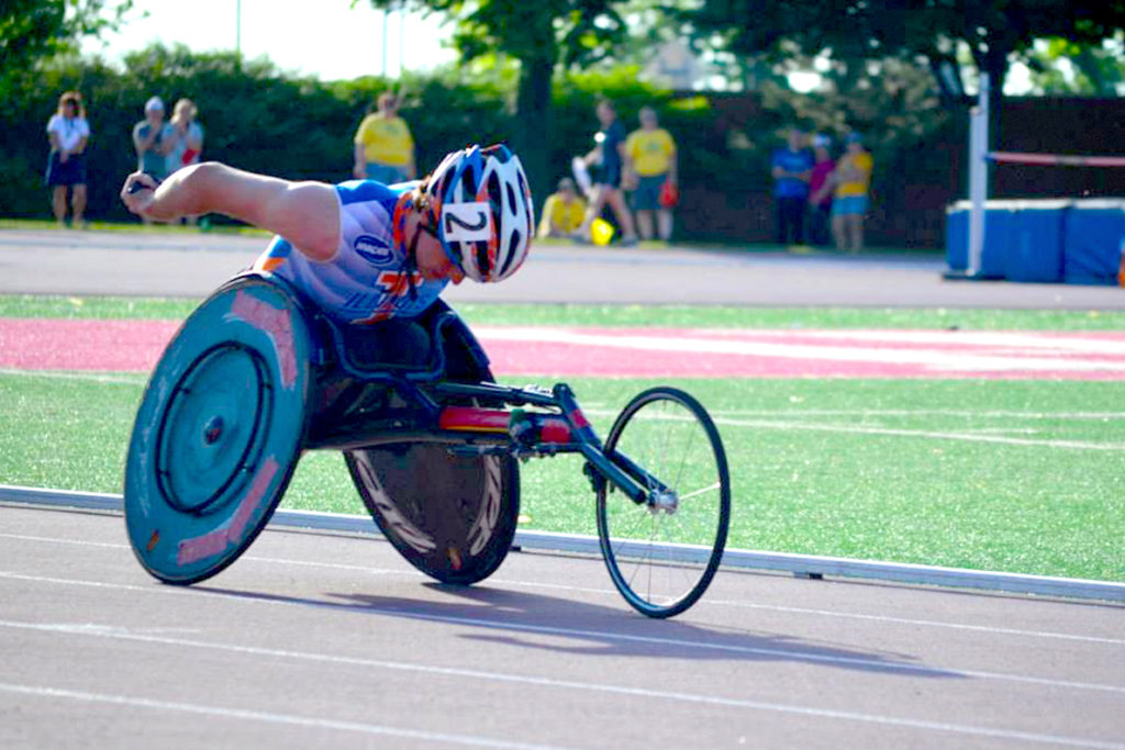 David Grassi competes on a track.