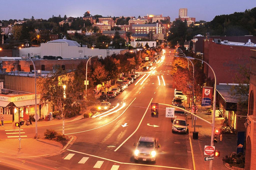View of downtown Pullman and the WSU campus.