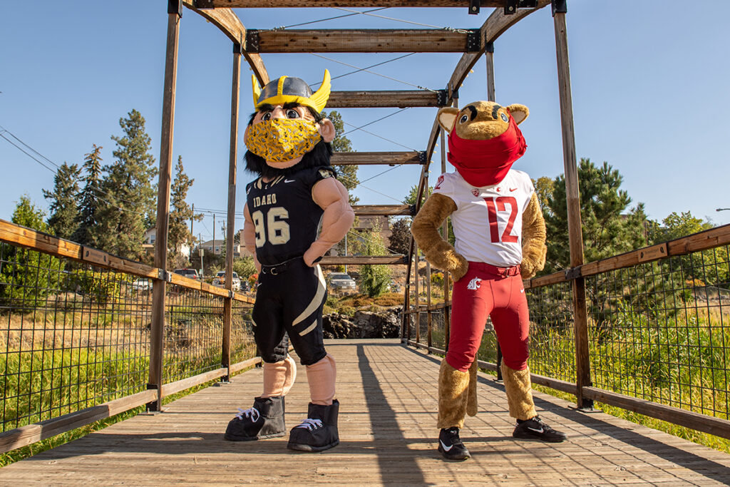 Butch T. Cougar and Joe Vandal wearing face masks and promoting unity.