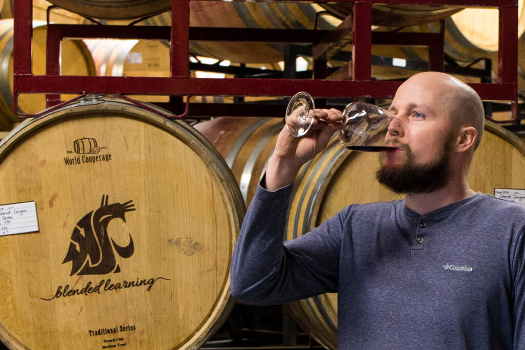 Cellar master samples wine