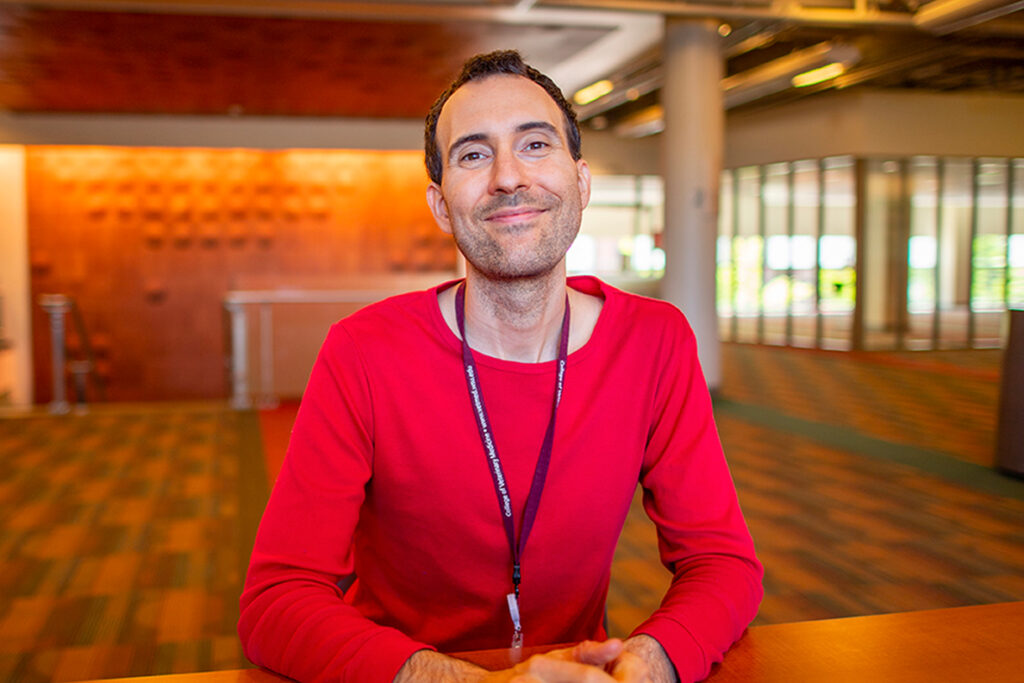 Closeup of Rocky Lucas inside the Compton Union Building on the Pullman campus.