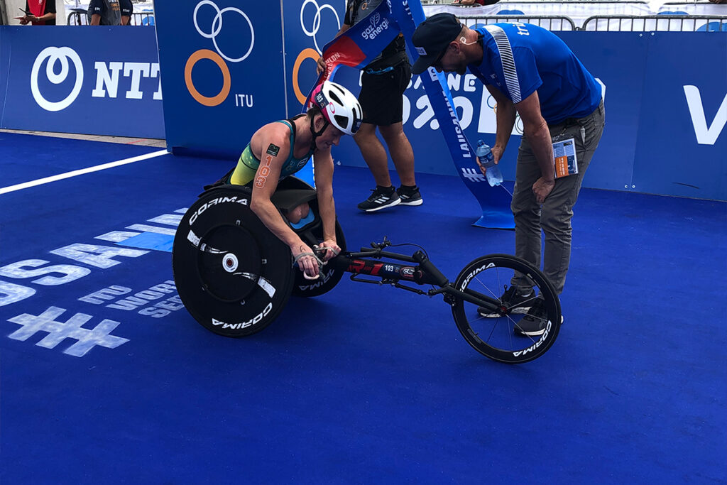 Closeup of a para triathlon athlete
