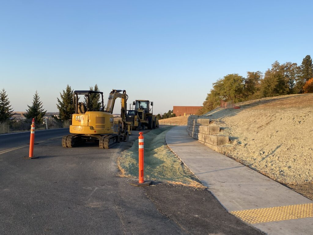A new six-foot-wide sidewalk being constructed along Olympia Avenue in Pullman.