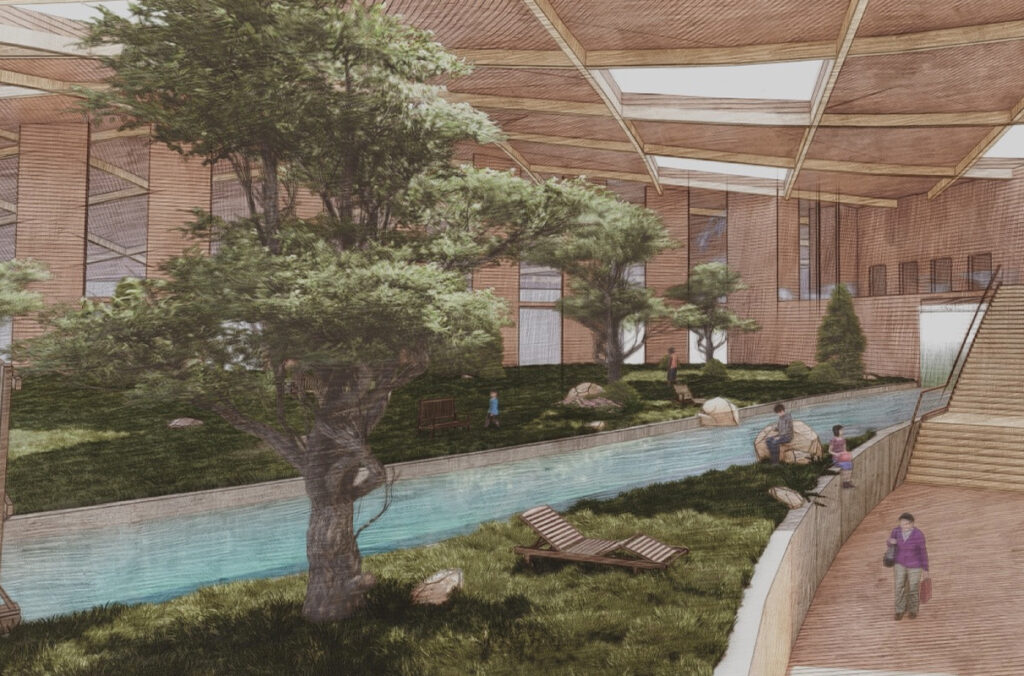 Architectural rendering of a mixed-use building in Spokane