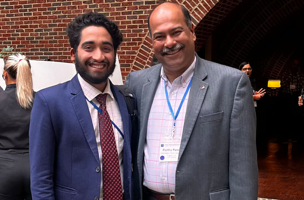 Closeup of Harsh Sharma (left) and Partha Pande.