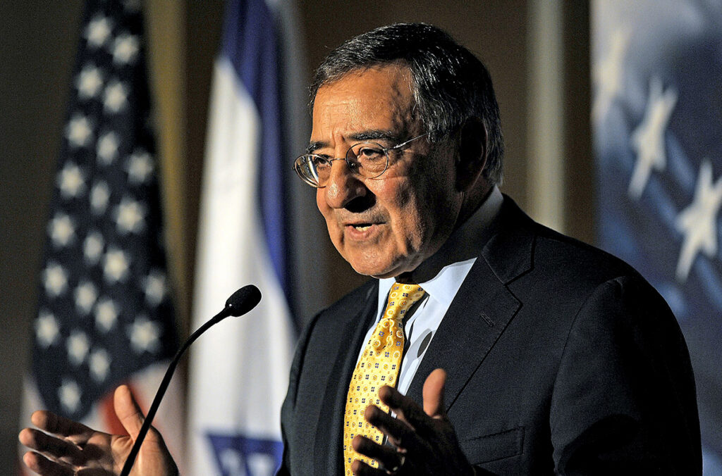 Leon Panetta speaking into a microphone.