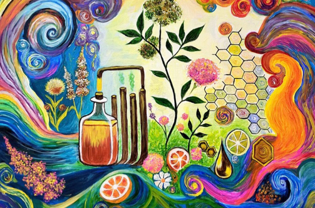 Closeup of the painting “Cornucopia”.