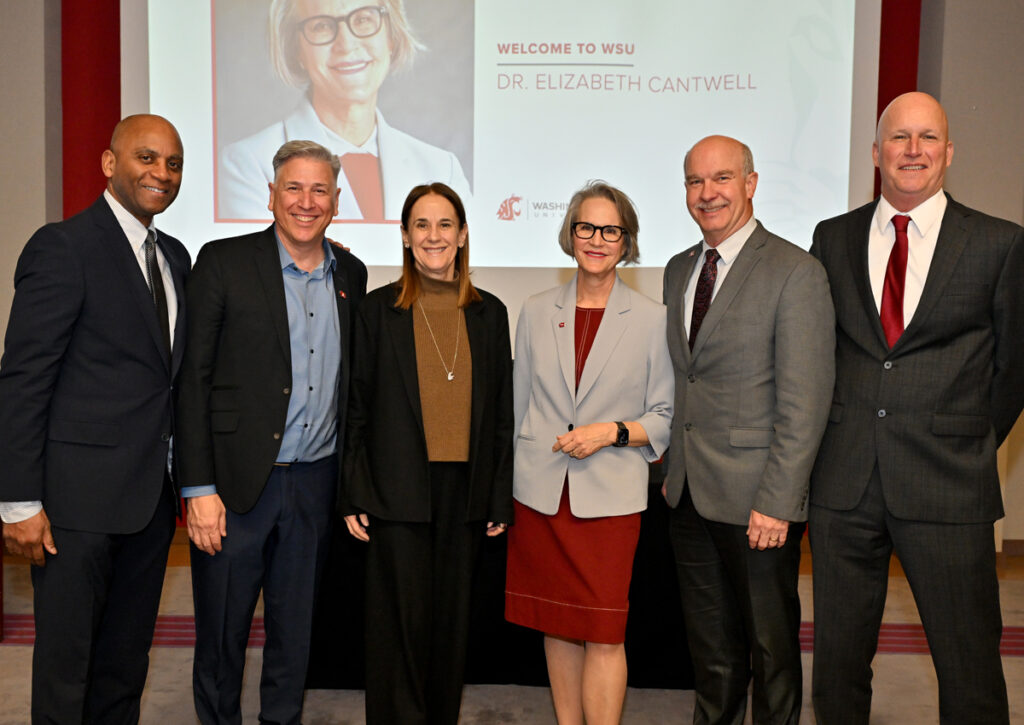 Elizabeth Cantwell and chancellors from each of WSU's campuses.