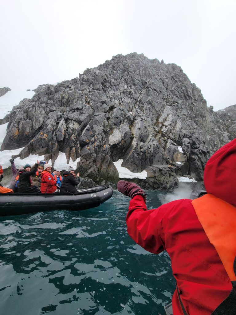 WSU students on the way to one of their daily excursions while visiting Antarctica and surrounding islands.