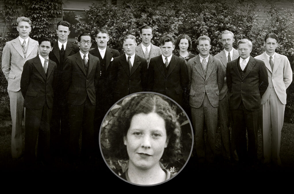 Black and white composite featuring Catherine Roberts and other 1933 graduates from WSU’s College of Veterinary Medicine.