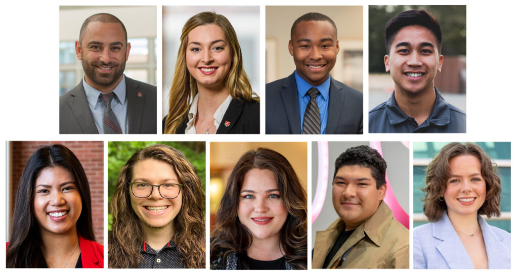 Individual photos of nine current and former WSU student regents.