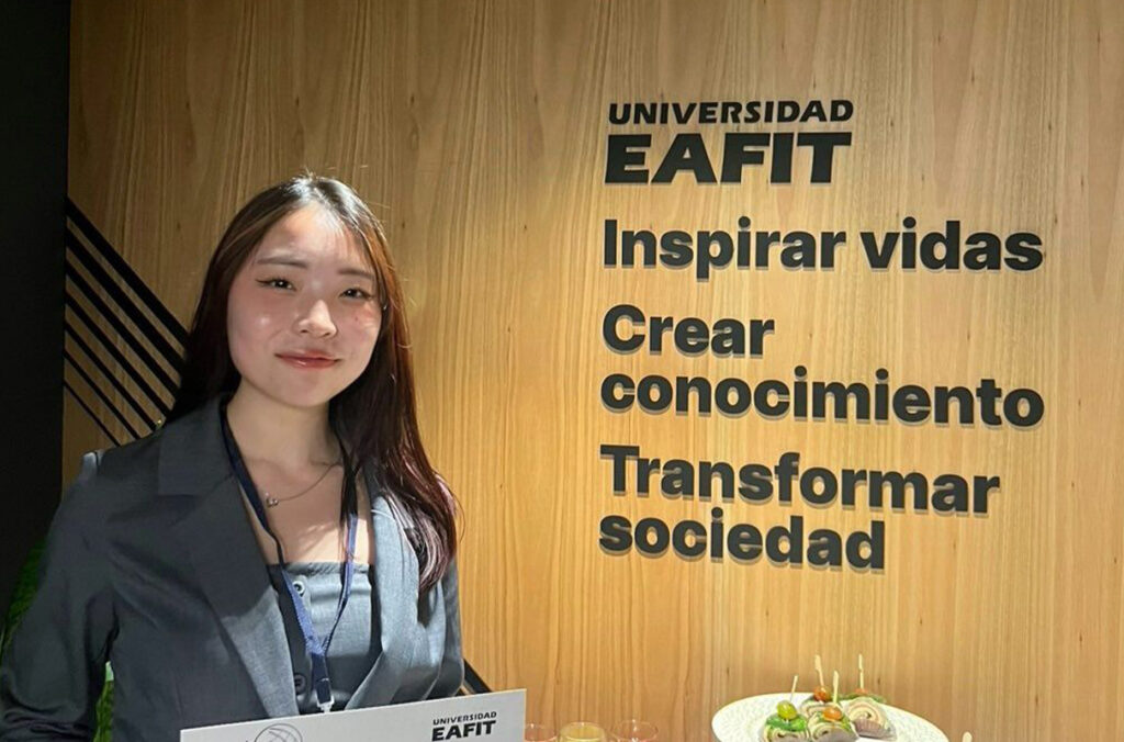 Closeup of Carson College of Business student Nanako Irisumi in Colombia.