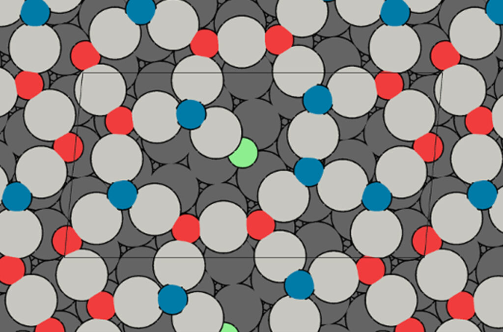 Closeup of a catalyst at the molecular level.