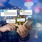 Photo illustration depicting a social media user surrounded by posts.